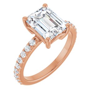 18K Rose Gold 9x7 mm Emerald Ring Mounting