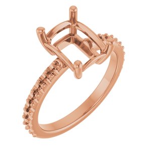 14K Rose Gold 9x7 mm Emerald Ring Mounting – image 2