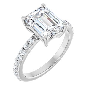 18K White Gold 9x7 mm Emerald Ring Mounting