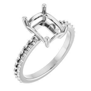 14K White Gold 9x7 mm Emerald Ring Mounting – image 2