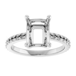 14K White Gold 9x7 mm Emerald Ring Mounting – image 6