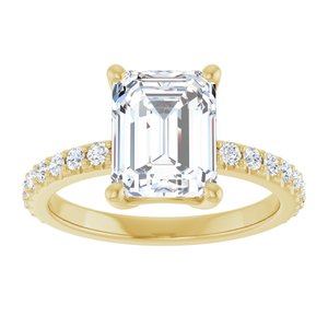 10K Yellow Gold 9x7 mm Emerald Ring Mounting – image 5