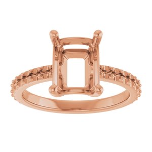 14K Rose Gold 9x7 mm Emerald Ring Mounting – image 6