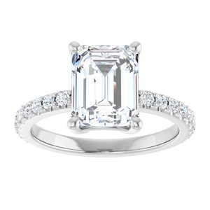 10K White Gold 9x7 mm Emerald Ring Mounting – image 5