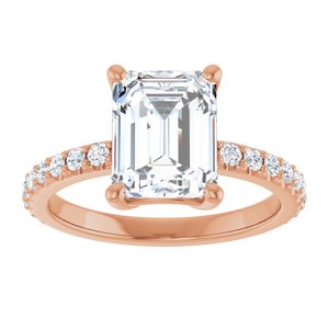18K Rose Gold 9x7 mm Emerald Ring Mounting – image 5