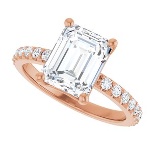 18K Rose Gold 9x7 mm Emerald Ring Mounting – image 8