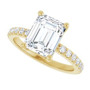 18K Yellow Gold 9x7 mm Emerald Ring Mounting – image 8
