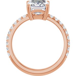 18K Rose Gold 9x7 mm Emerald Ring Mounting – image 3