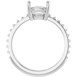 14K White Gold 9x7 mm Emerald Ring Mounting – image 4