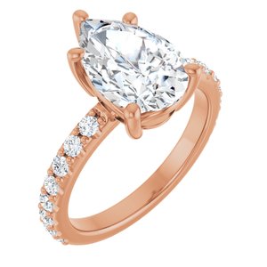 18K Rose Gold 12x8 mm Pear Ring Mounting