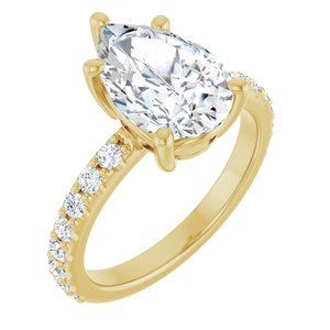 18K Yellow Gold 12x8 mm Pear Ring Mounting
