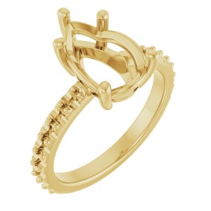 14K Yellow Gold 12x8 mm Pear Ring Mounting – image 2