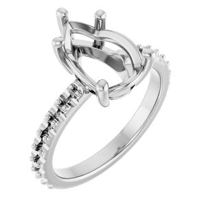 18K White Gold 12x8 mm Pear Ring Mounting – image 2