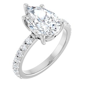 10K White Gold 12x8 mm Pear Ring Mounting