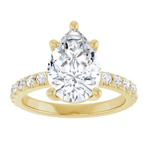 10K Yellow Gold 12x8 mm Pear Ring Mounting – image 5