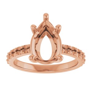 14K Rose Gold 12x8 mm Pear Ring Mounting – image 6
