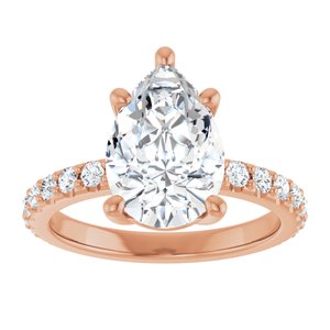 18K Rose Gold 12x8 mm Pear Ring Mounting – image 5