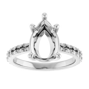 14K X1 White Gold 12x8 mm Pear Ring Mounting – image 6