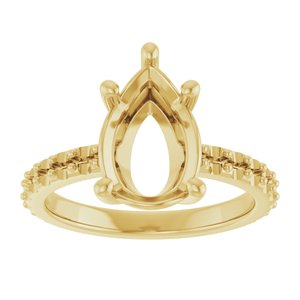 10K Yellow Gold 12x8 mm Pear Ring Mounting – image 6