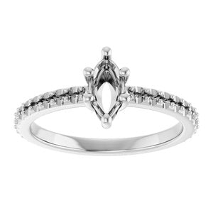 18K White Gold 7x3.5 mm Marquise Ring Mounting – image 6