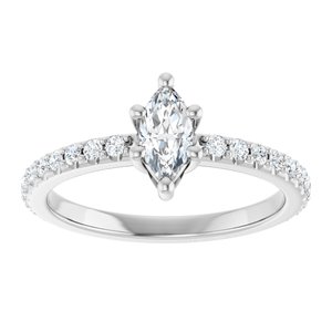 14K X1 White Gold 7x3.5 mm Marquise Ring Mounting – image 5
