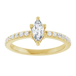 10K Yellow Gold 7x3.5 mm Marquise Ring Mounting – image 5