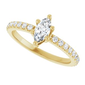 18K Yellow Gold 7x3.5 mm Marquise Ring Mounting – image 8