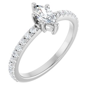 18K White Gold 7x3.5 mm Marquise Ring Mounting