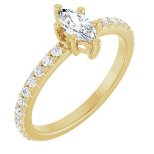 10K Yellow Gold 7x3.5 mm Marquise Ring Mounting