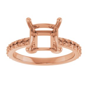 10K Rose Gold 7.5 mm Square Ring Mounting – image 6