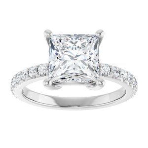 10K White Gold 7.5 mm Square Ring Mounting – image 5