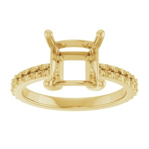 10K Yellow Gold 7.5 mm Square Ring Mounting – image 6