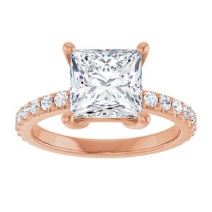 18K Rose Gold 7.5 mm Square Ring Mounting – image 5