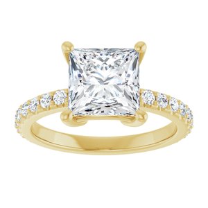 10K Yellow Gold 7.5 mm Square Ring Mounting – image 5