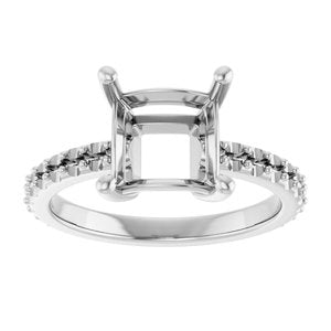 18K White Gold 7.5 mm Square Ring Mounting – image 6