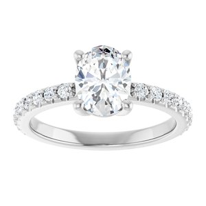 14K White Gold 8x6 mm Oval 1/3 CTW Lab-Grown Diamond Semi-Set Ring – image 5
