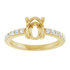 14K Yellow Gold 8x6 mm Oval 1/3 CTW Natural Diamond Semi-Set Ring – image 6