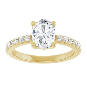14K Yellow Gold 8x6 mm Oval 1/3 CTW Natural Diamond Semi-Set Ring – image 5