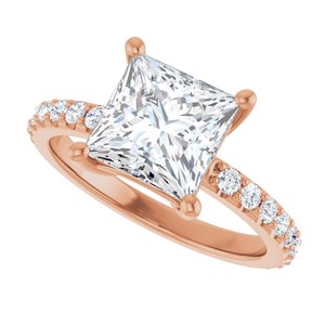 10K Rose Gold 7.5 mm Square Ring Mounting – image 8