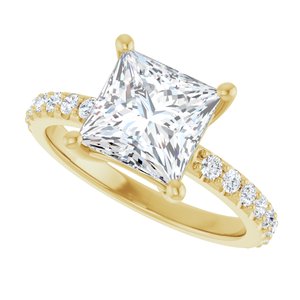 14K Yellow Gold 7.5 mm Square Ring Mounting – image 8