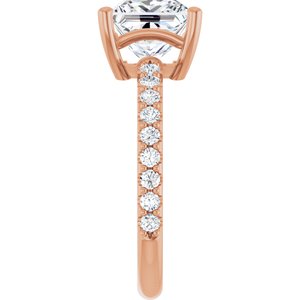 18K Rose Gold 7.5 mm Square Ring Mounting – image 7