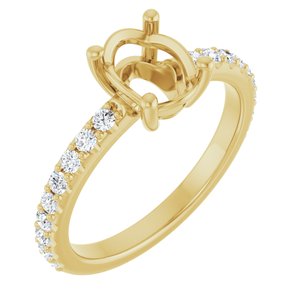 14K Yellow Gold 8x6 mm Oval 1/3 CTW Natural Diamond Semi-Set Ring – image 2
