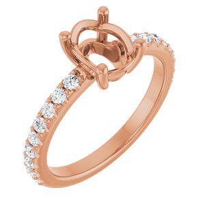 14K Rose Gold 8x6 mm Oval 1/3 CTW Natural Diamond Semi-Set Ring – image 2