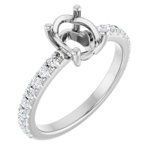 Sterling Silver 8x6 mm Oval 1/3 CTW Natural Diamond Semi-Set Ring – image 2