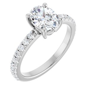 Sterling Silver 8x6 mm Oval 1/3 CTW Lab-Grown Diamond Semi-Set Ring