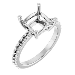 10K White Gold 7.5 mm Square Ring Mounting – image 2