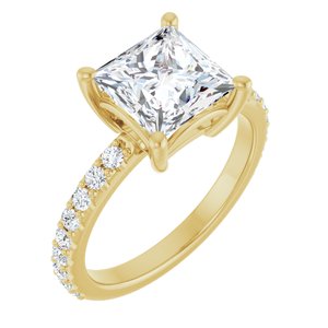 10K Yellow Gold 7.5 mm Square Ring Mounting