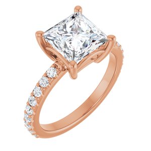 18K Rose Gold 7.5 mm Square Ring Mounting