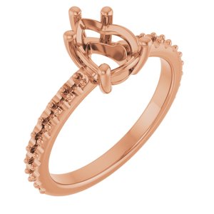 18K Rose Gold 8x6 mm Pear Ring Mounting – image 2