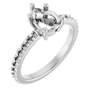 18K White Gold 8x6 mm Pear Ring Mounting – image 2